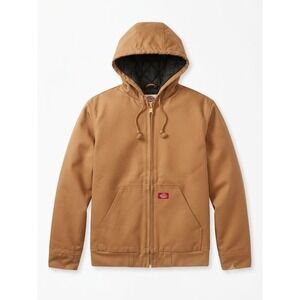 Dickies Duck Canvas Hooded Work Jacket Brown XL Quilted Insulated Heavy Duty